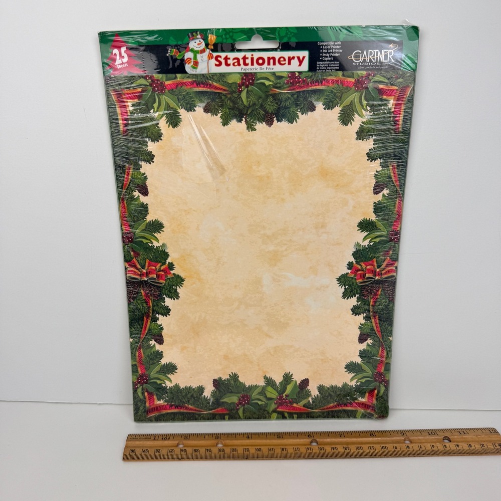 Vtg Christmas Holiday Pine Cones Stationary Paper Sealed Gartner Studios 25sheet